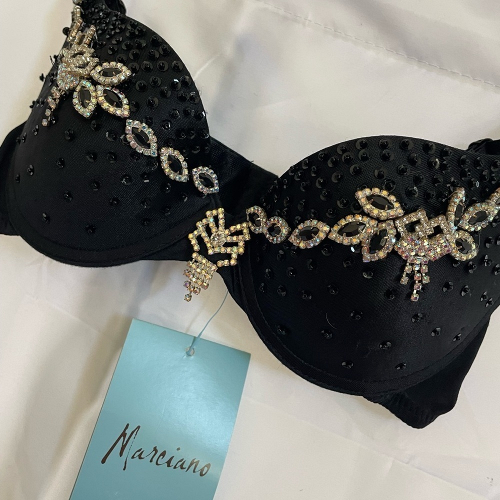 Marciano Black Bra with Gold and Silver Embellishments